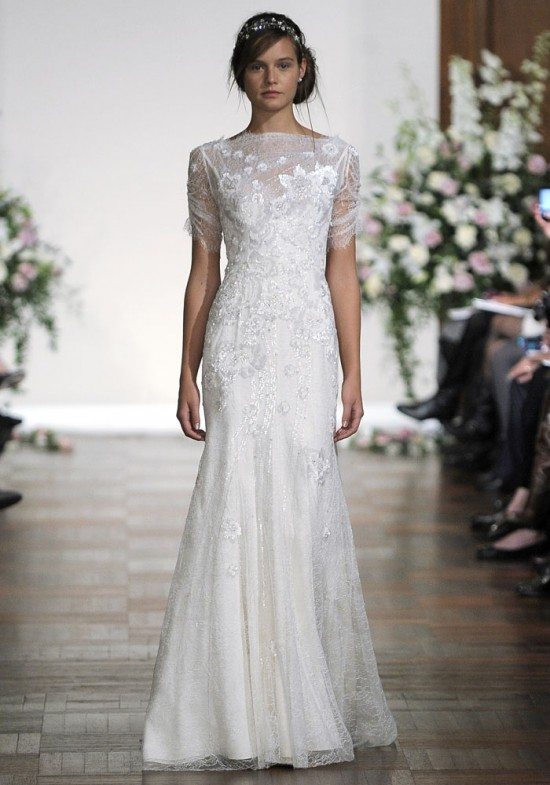 This lace bridal gown has vintage appealâ€”it would look right at home ...